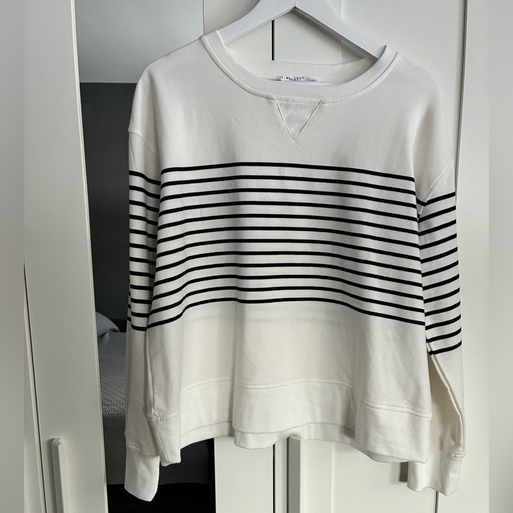 Jane and Delancey Crewneck | L | Black and White